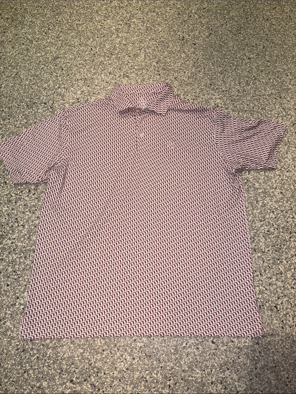 Rhoback Short Sleeve Collared Shirt - White with Red , Florida Map Micro Pattern